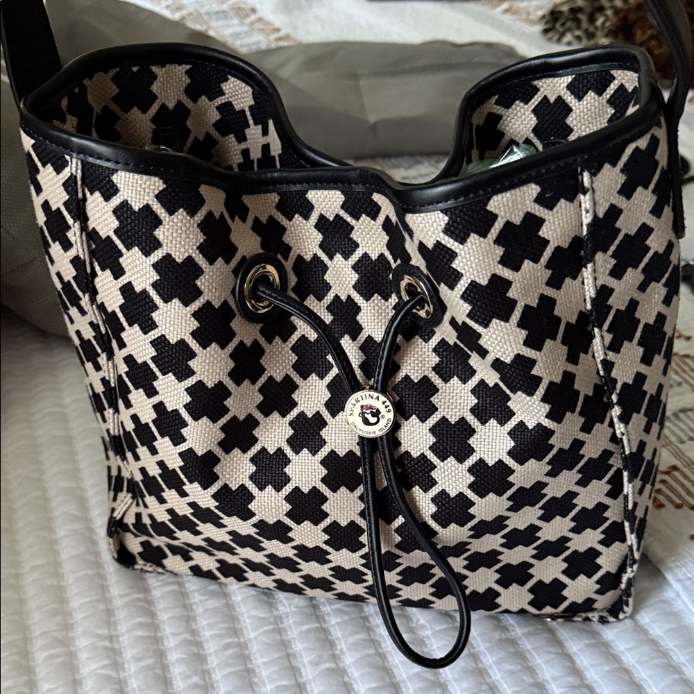 Spartina 449 Black and Cream Geometric Shoulder Bag